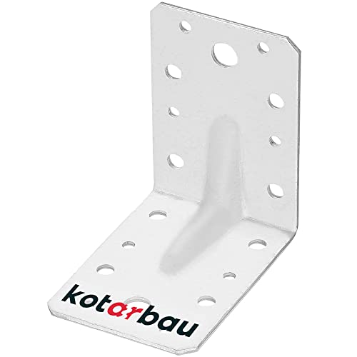 KOTARBAU® Angle Bracket, Galvanised Steel, 90 x 90 x 65 mm (3,54 x 3,54 x 2,56 in), Silver, 90 Degree, Metal Corner Bracket