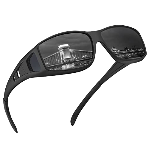 suoso Sonnenbrille-Herren-Nachtsichtbrille-Sonnenbrille-Damen Polarisiert Überzieh Sonnenbrille Schwarz Coole Vintage Sonnenbrillen für Fahren Radfahren Golf Sonnenbrille Grau Groß