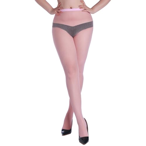 Image of Women High Waisted Fishnet Tights Footed Stockings Plus Size Stretchy Pantyhose