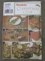 Simplicity4840 Christmas Club Table Accessories Sewing Pattern Bottle Bags, Chair-back Covers, Goodie Basket Liners, Runners, Mats, Table Cloths, Napkins