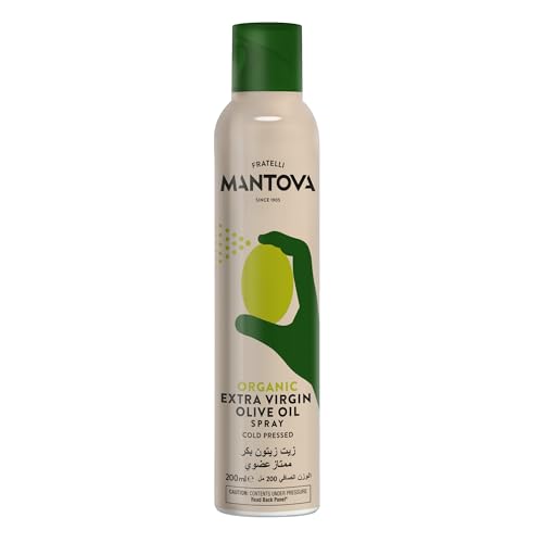 Mantova Organic Extra Virgin Olive Oil Spray | Cold-Pressed Cooking Spray for Frying Baking Roasting & Salads High Smoke Point GMO Free Cholesterol-Free No Propellant | 200ml