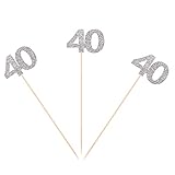 Pack of 10 Silver Glittery 40th Birthday Centerpiece Sticks Number 40 Table Topper Adult Birthday...