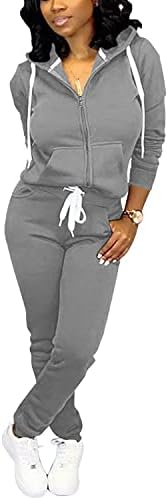 Nimsruc Two Piece Outfits For Women Jogging Suits Casual Jogger Tracksuit Long Sleeve Sweatsuit Pants Sets Dark Gray XXL