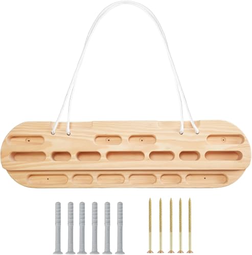 M.J COMFY-LIFE Wooden Fingerboard & Wall-Mounted Pull-Up Bar Multi-Grip Climbing Training Board for Rock Climbing Bouldering Grip Strength & Finger Endurance Workout 55×15×4.5cm Home Gym