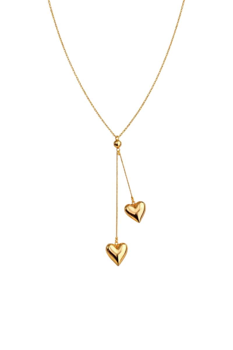 Buy PLATIVER Rose Gold Lariat Necklace with Double Heart Pendants