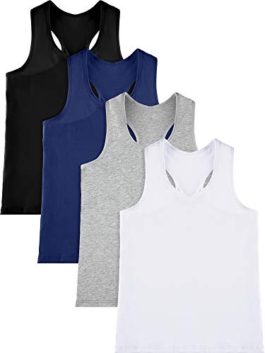 Image of SATINIOR 4 Pieces Girls Dance Tank Tops Racerback Crop Tops Sleeveless Dance Clothes for Girls Gymnastics