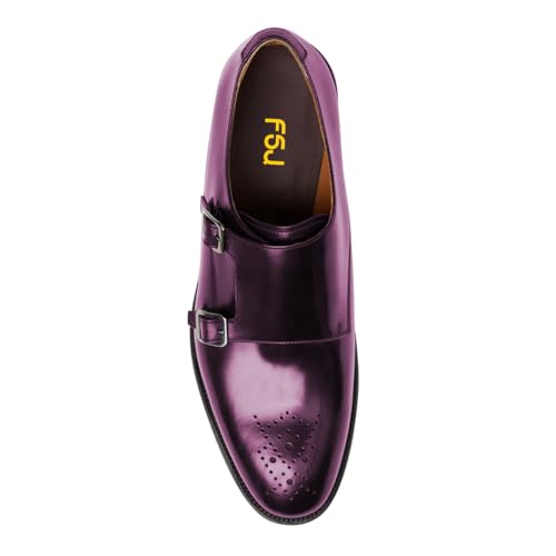FSJ Men's Double Monk Strap Dress Loafers with Buckle, Comfortable and Breathable Round Toe Slip On Stacked Heels, Formal Business Shoes Size 4-16 US2