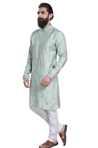 Image of DIVISIVE Men's Embroidered Cotton Silk Blend Only Slim Fit Kurta