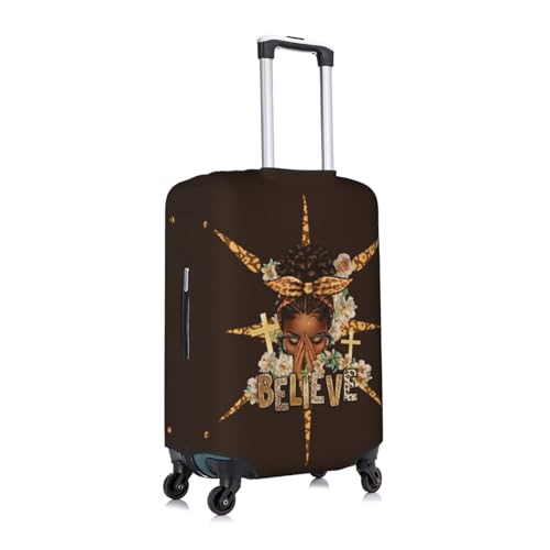 Image of Travel Suitcase Protector African American Girl Elastic Protective Washable Luggage Cover With Concealed Zipper Suitable For 18-32 Inch, Color-3-46, S (for 18--21 inch luggage)