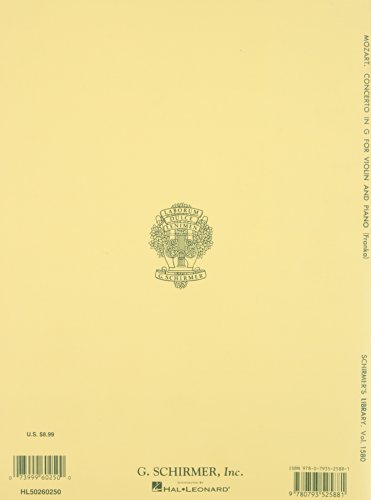 Mozart - Concerto No. 3 in G, K.216 | Violin and Piano Sheet Music | Schirmer's Library of Musical Classics Vol. 1580 | Classical Violin Solo with Piano Reduction - Image 2