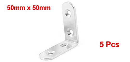 uxcell 5 Pcs 50mm x 50mm Right Angle Stainless Steel Corner Bracket, Silver, 50mm x 50mm x 20mm,5 pcs - Image 3