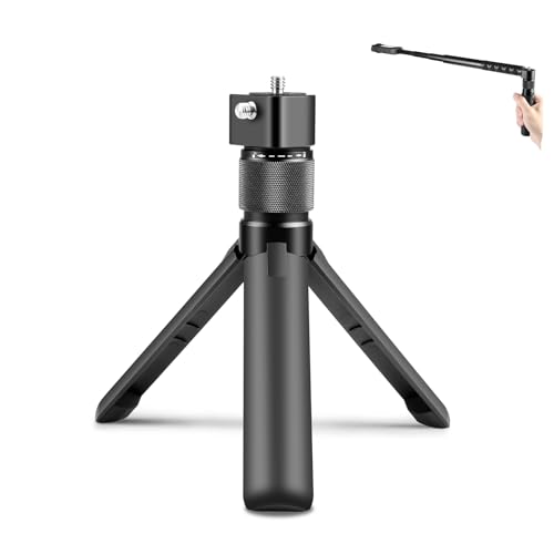 Puluz GoProアクセサリー ミニ三脚 アルミ合金 360度回転ハンドル 1/4インチネジトップ付き Insta360 X3 / X4 / X5 / DJI Osmo 360パノラマカメラ/アクションカメラ用 バレットタイム回転ハンドル デスクトップ