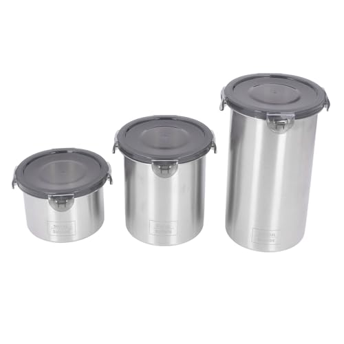 OVAQUIXI Recipiente para Alimentos Sellado de Acero Inoxidable de 3 Piezas, Juego de Contenedores de Almacenamiento Multifuncionales Apilables para Artículos Diversos de Cocina, Ideal para Organizar