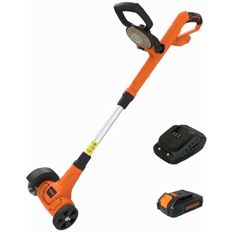 GARCARE 20V Cordless Patio Cleaner - Electric Crack Sweeper with Nylon & Steel Brush, 4.0Ah Battery for Driveway, Block Paving, Moss & Weed Removal