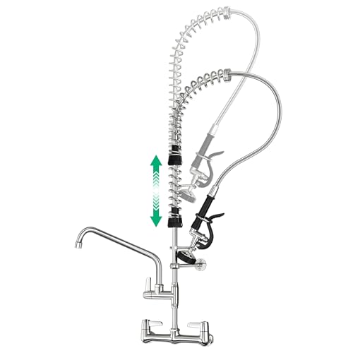 Commercial Sink Faucet with Pre-Rinse Sprayer -Height Adjustable ...