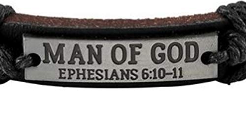 Pulsera Man of God de cuero para hombre 8 pulgadas miniatura 4