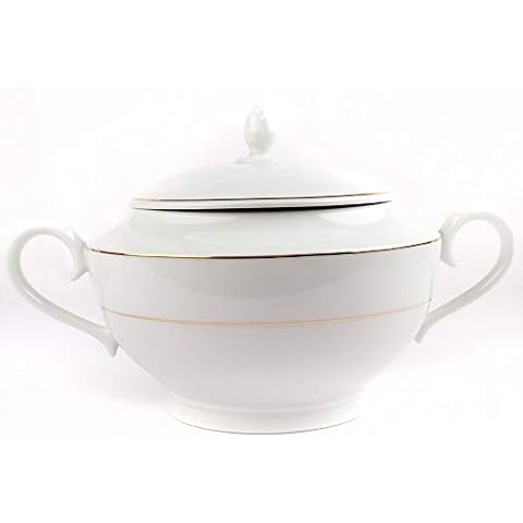 FranquiHOgar Sopera de Porcelana Blanca con Tapa y Asas Cover