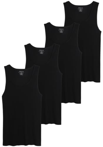 Kenneth Cole Men's Tank Top Undershirt -100% Cotton Tagless Ribbed A-Shirt Tank Top - 4 Pack Undershirt for Men (S-XL)
