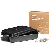 Kuha 2-in-1 Square Cast Iron Dutch Oven, 6 QT – Skillet Lid & Casserole Dish, Pre-Seasoned 13×9 B...