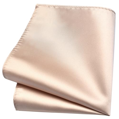 Branduce Champagne Pocket Square for Men Plain Silk Blend Boy Handkerchief for Wedding Party(PS01-27