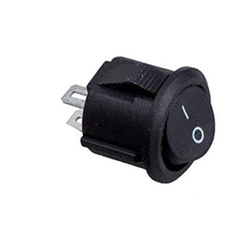 Movilideas Interruptor basculante redondo negro SPST 2 terminales 6A 250VAC UL VDE 1 Unidad