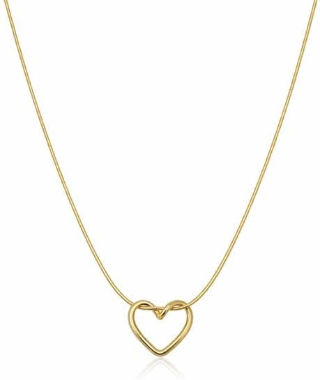 Hollow Heart Necklace Set for Women Girls| Stylish Anti Tarnish Waterproof Stainless Steel Gold Jewellery| Gold Tone Heart Pendant Necklace for Women| Chain Pendant for Love Birthday Wedding, Rakhi Gifts for Wife Sister & Mother