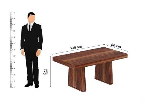 Image of Solid Wood 6 Seater Dining Table | Sheesham Wood Six Seater Dining Table with Cushion Chairs | Wooden Furniture Dinner Table with 6 Chairs | Natural Finish with Cream Upholstery