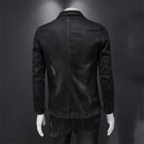 REHJJDFD Men Blazer Jeans Slim Fit Cowboy Coats Casual Mens Suit Jean Jacket Men Casual Coat Single Button Denim Blazer2