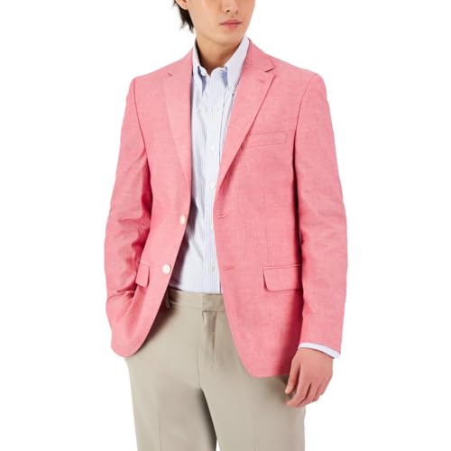 Tommy Hilfiger Mens Conrad Woven Modern-Fit Two-Button Blazer Pink 40L