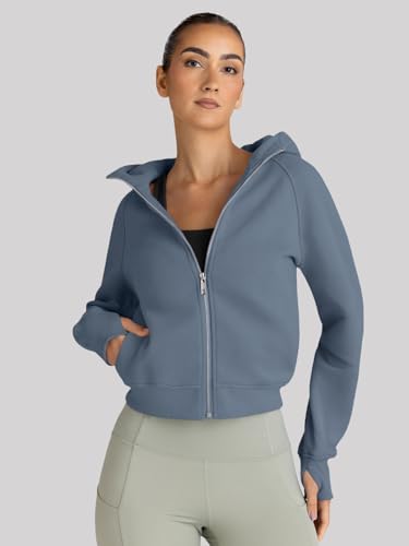Image of Trendy Queen Womens Zip Up Hoodies Cropped Jackets Fall Clothes 2026