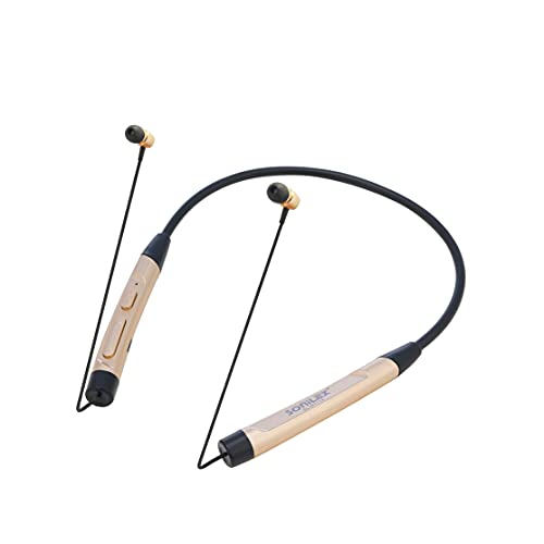 Image of Sonilex BT114 Magnet Wireless Neckband Bluetooth Earphone 5.0,24H Talk time, Earphone Headset Earbud Portable Headphone Handfree, Sweatproof, Noise Cancellation (Black Golden) (SL-BT-114-BLACK)