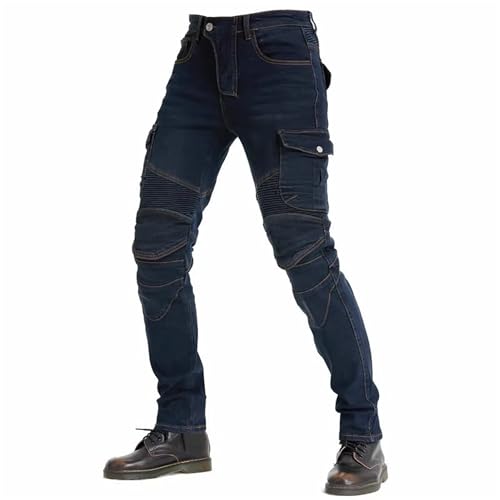 Jeans de Moto pour Hommes, Pantalons de Motard avec Protection blindée, Pantalons en Denim Moto avec genouillères renforcées