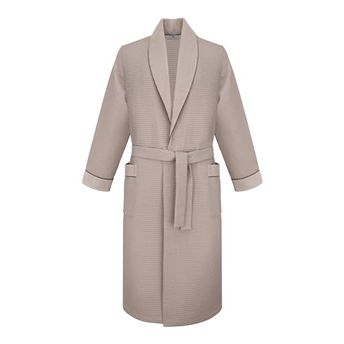 Robe de chambre pour hommes Revise RE-519 en coton piqué beige S
