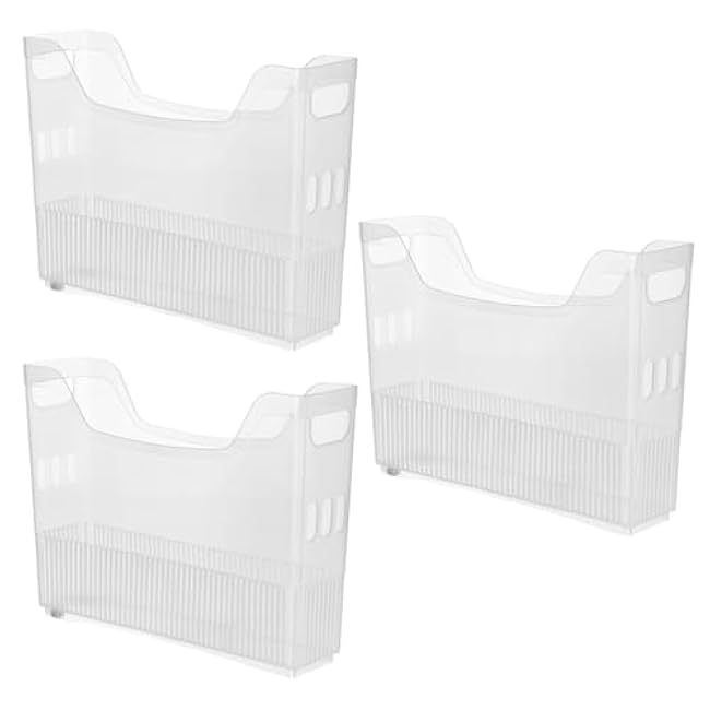 3 Pcs Freezer Drawer Organizer Bins - Clear Plastic Pantry Organizers with Wheels, Tall Narrow Kitchen Organization Rolling Freezer Bins for Bottom Freezer, Storage Containers for Home, Office