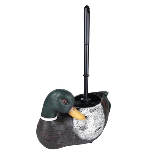 Image of Needzo Mallard Duck Toilet Brush with Holder, Rustic Bathroom Decoration, Cabin Home Accessory