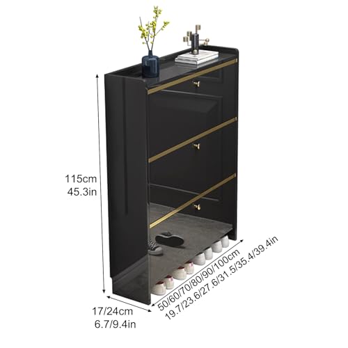 Zapatero de pasillo Sto de 17 cm de profundidad con compartimento oculto negro 4
