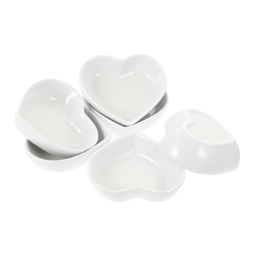 Hemobllo 6 piezas Conjunto Platos de Japonesa Forma de Corazón para Salsa y Condimentos Cuencos Simples para Servir Aperitivos y Aderezos Restaurantes y Hogar Color Blanco Reutilizable