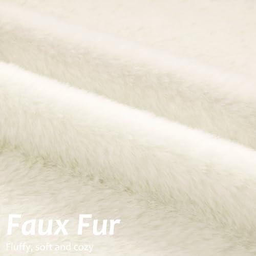Pallene Faux Fur Plush Throw Pillow Covers 24x24 Set of 2, Soft Fluffy Couch Pillow Covers for Living Room, Cream White