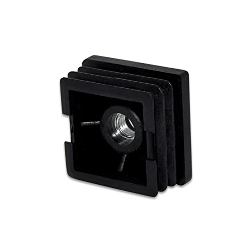 Image of Flyshop Black M8 Threaded Plastic Plugs Square Tube End Caps Tubing Plugs Inserts Furniture Glider 38 mm x 38 mm 4 Pcs