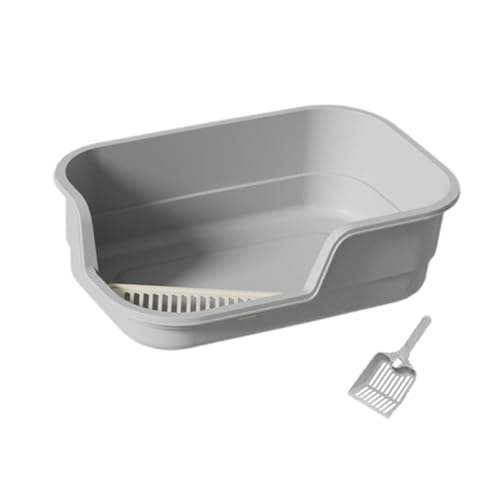 Sharplace Bac à litière Ouvert pour Chats, bac à Sable pour Toilettes pour Chats, Grand Bassin de lit, bac à litière Anti-éclaboussures pour Chat, bac à litière, Gris