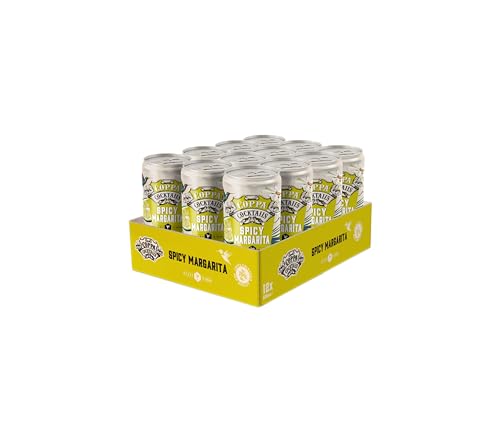 COPPA COCKTAILS - Spicy Margarita 12 Latas x 200 ml, Variante de Cóctel Clásico, con Tequila, Zumo de Lima y Especias Picantes, Sabor Equilibrado, Color Amarillo, Listo para Tomar, 10% Vol. Alcohol
