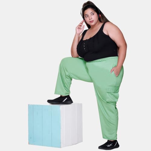 Image of White Moon Plus Size Women's 4 Pocket Cargo Joggers for Gym - Comfortable Track Pants for Women, Cotton Jogger, Ideal Track Pants for Women, Cargo Joggers for Everyday Wear (Pack of 2)
