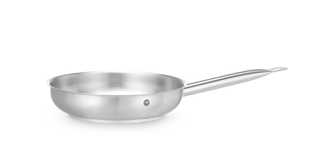 HENDI Padella da Friggere senza Coperchio, Fondo Sandwich, Adatta per Gas, Elettrico, Ceramica, Induzione e Lavastoviglie, Manico Lungo Isolante, Ø240x(H) 50mm, Inox e Alluminio