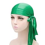 Juego de gorro de seda de satén Durag para hombre y mujer (Q, 24 cm)
