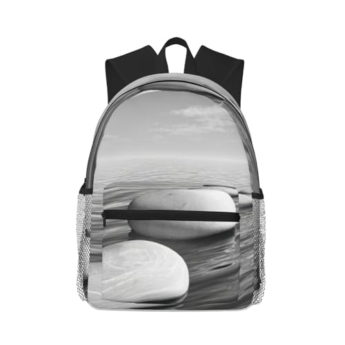 Sac à dos voyage travail avec motif pierres zen grises pour ordinateur portable noir