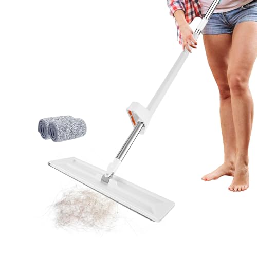 Fregona de suelo de madera dura, fregona de microfibra para limpieza de suelos, mopa plana de microfibra con escurridor y mango de acero inoxidable, kit de fregona de piso de madera dura, mopa de