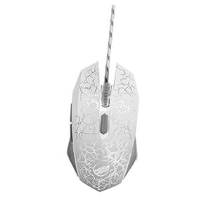 Mikikit Souris de Jeu USB Optique 7 Couleurs Éclairage LED Ergonomique avec 6 Boutons Réglables 2400 Dpi pour PC Ordinateur Portable Compatibilité Large Blanc Couleur Aléatoire