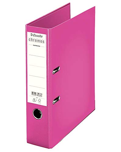 CENTRA - Set di 10 raccoglitori a leva, cromati, formato A4, dorso da 80 mm, colore: Fucsia