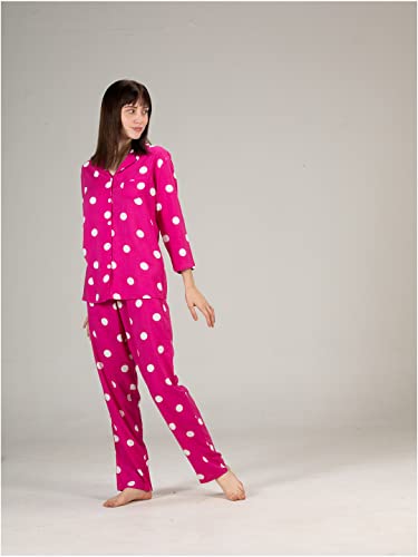 Image of Evolove Women's Cotton Full Sleeves Collared Night Suit Set /Top Pyjama Set Super Soft Comfortable (Nightsuit-Collar-FS-1)