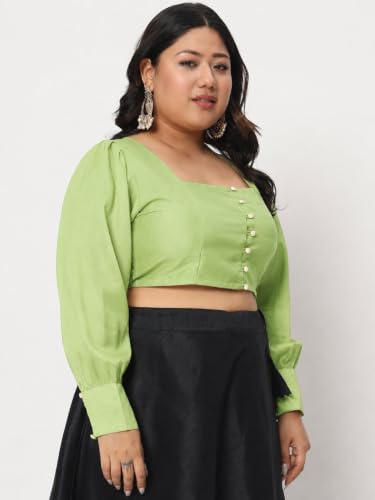 Image of studio rasa Women's Plus Size Chroma Button Down Crop Top for Wedding Festive Party